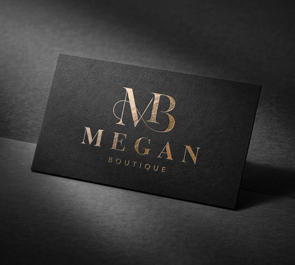 Megan Boutique - Logo finitura a caldo oro su biglietto da visita